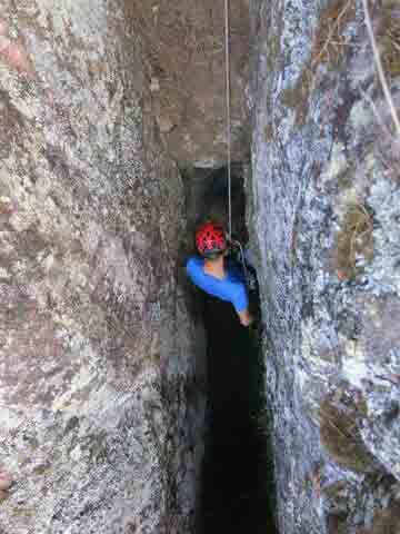 abseiling in caves