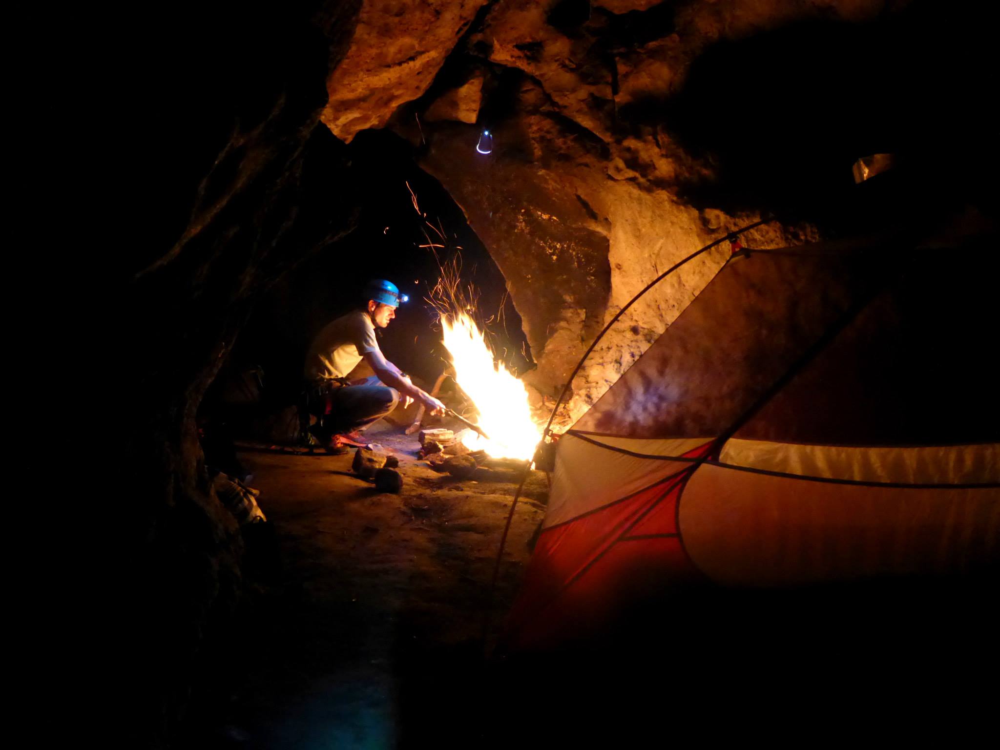 Camping in caves