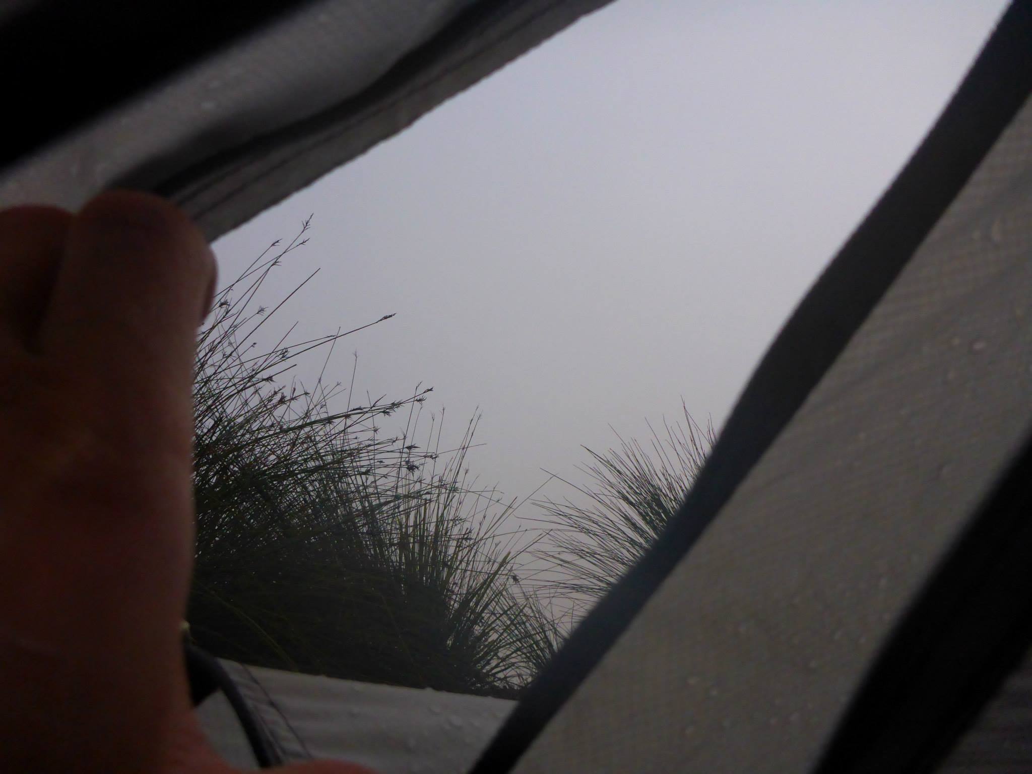 Mist outside of a tent