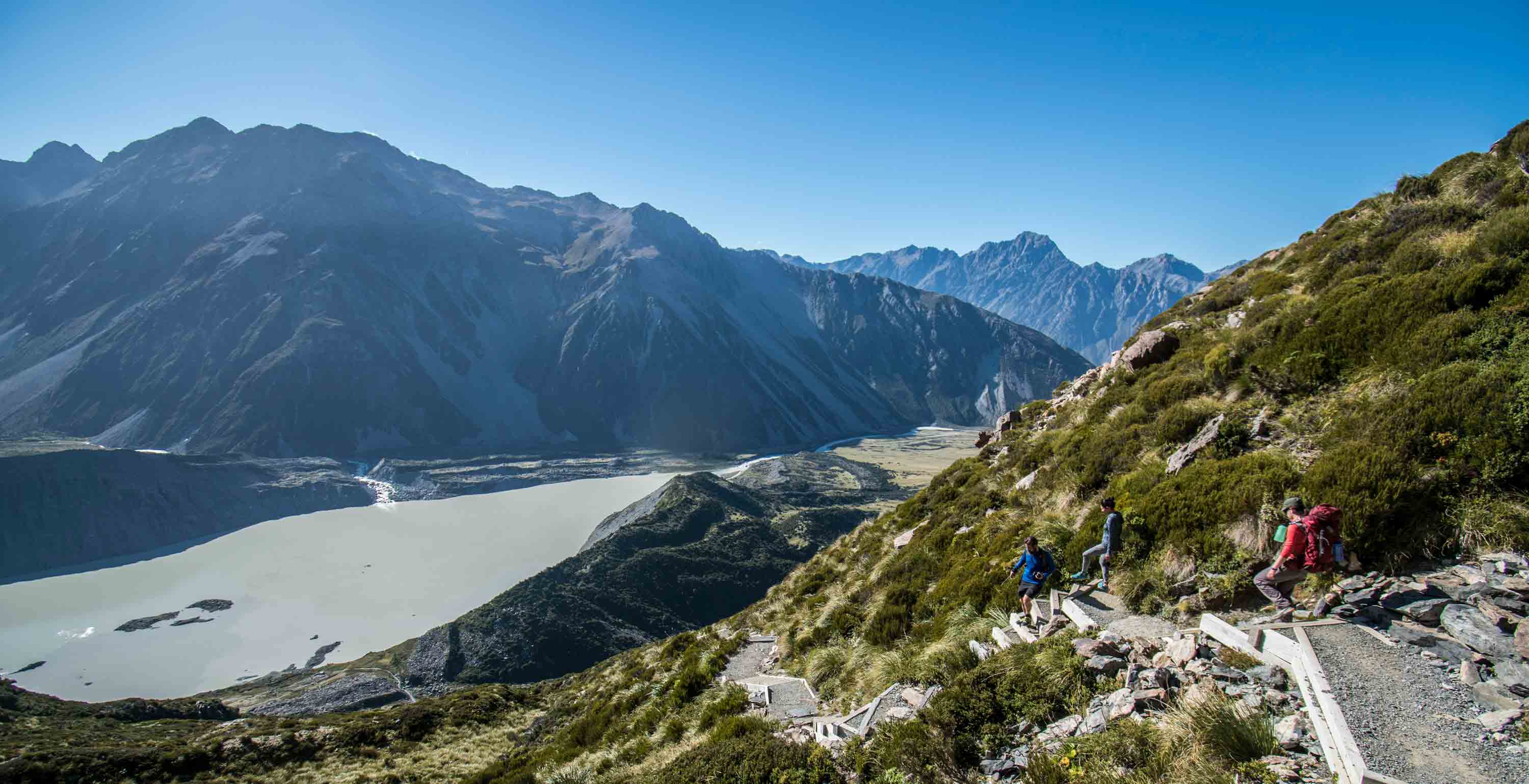 steps down on Mueller hut hike